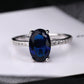 Amy and Annette Sapphire and Sterling Silver Oval Solitaire Ring