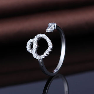 Sterling Silver Heart And Key Minimalist Adjustable Ring