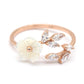 14K Rose Gold Floral Bypass Ring With Crystals
