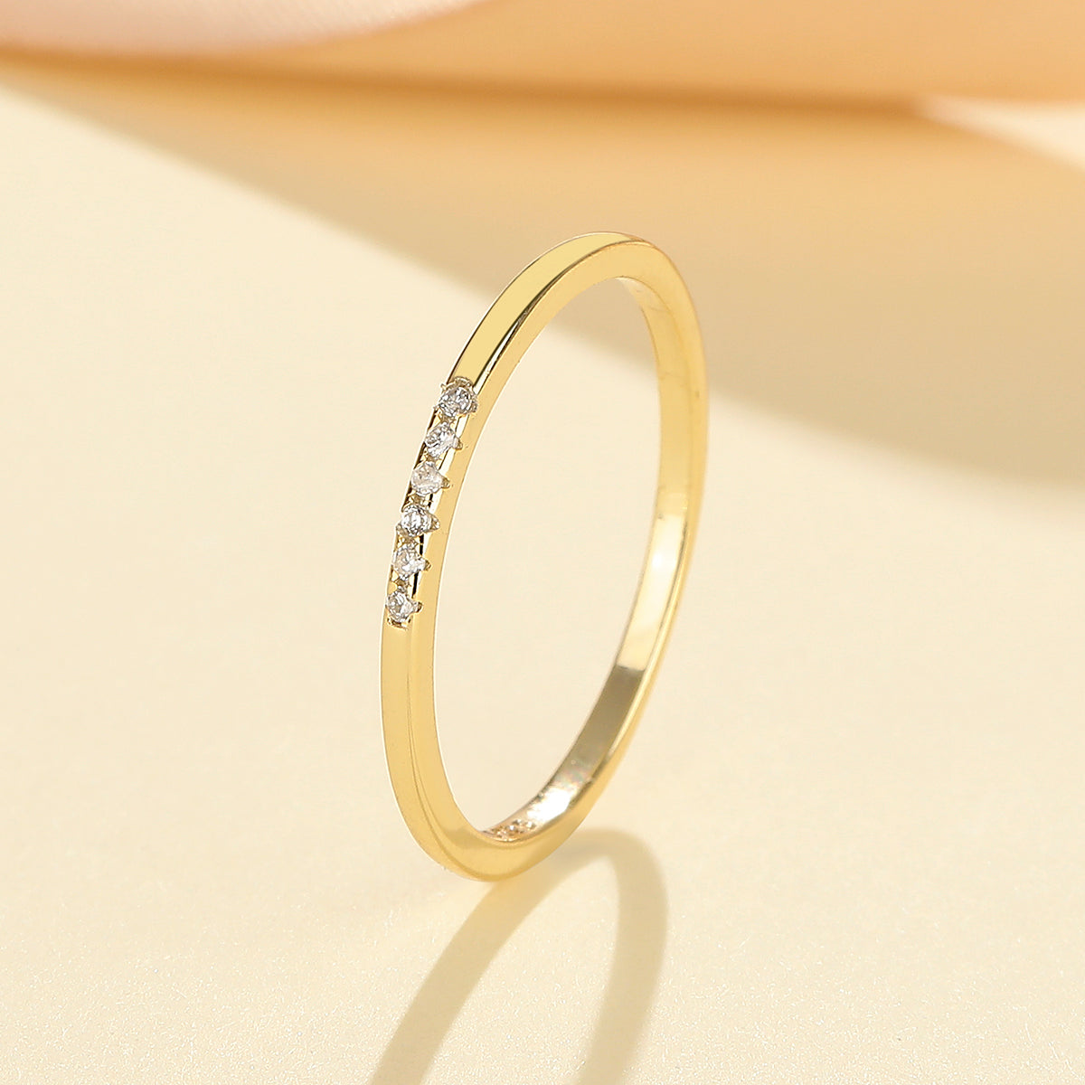 14K Gold and Sterling Silver Stacking Ring With crystals