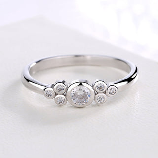 Sterling Silver Round Ring With Crystals
