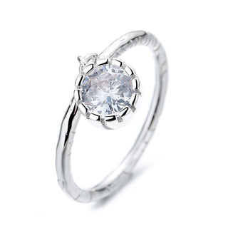 Sterling Silver Hammered Drop Crystal Ring