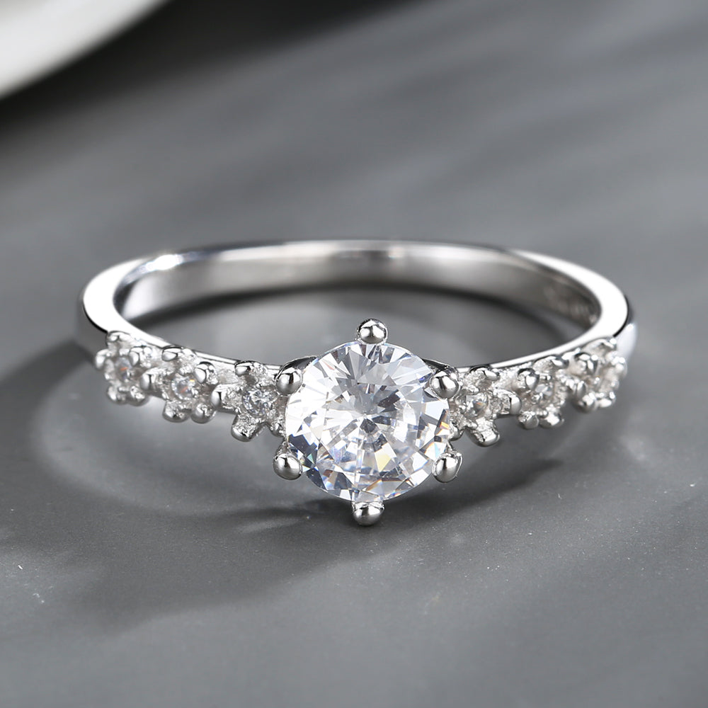 Sterling Silver Engagement Ring with crystals