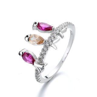 18K Rose Gold and Sterling Silver Birds Perched With crystals