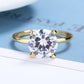 14K Gold and Sterling Silver Round Prong-Set Ring with 4.00 CTTW Brilliant Cut Simulated Diamond
