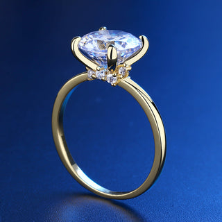 14K Gold and Sterling Silver Round Prong-Set Ring with 4.00 CTTW Brilliant Cut Simulated Diamond