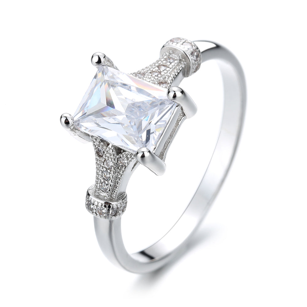 Sterling Silver Solitaire Ring with crystals