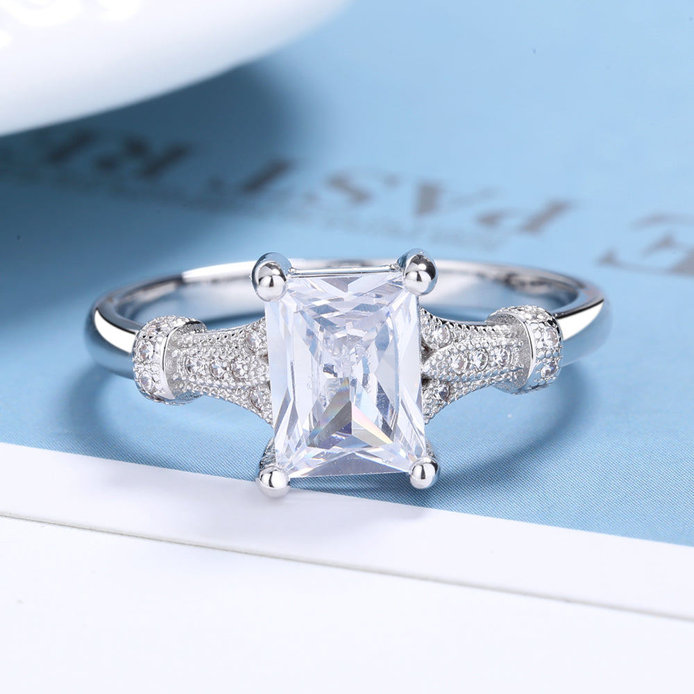 Sterling Silver Solitaire Ring with crystals