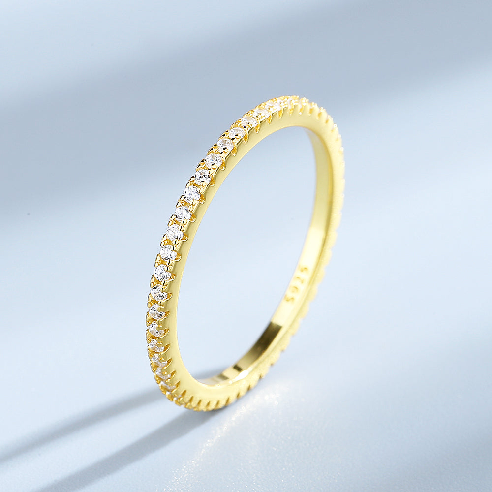 14K Gold and Sterling Silver Eternity Ring with Crystals