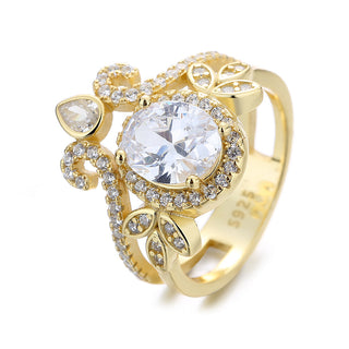 Sterling Silver Quaint Engagement Ring with crystals from Swarovski