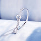 Sterling Silver Open Heart Adjustable Ring with crystals