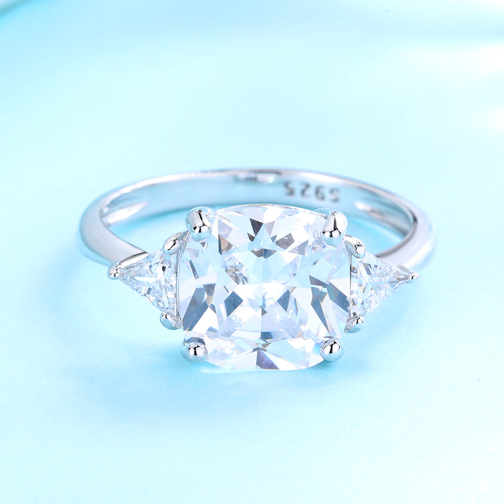 Sterling Silver Triple-Stone Ring With Crystals