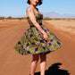 Vera Vintage Swing Dress in Daddy Cthulhu Cotton Sateen | Laura Byrnes & Hope Johnstun