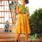 Doris Vintage Swing Skirt in Mustard Spanish Fans | Laura Byrnes & Hope Johnstun