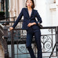 Navy Peak-Lapels Single-Breasted Blazer – Women’s Tailored Jacket