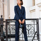 Navy Peak-Lapels Single-Breasted Blazer – Women’s Tailored Jacket
