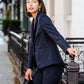 Navy Peak-Lapels Single-Breasted Blazer – Women’s Tailored Jacket