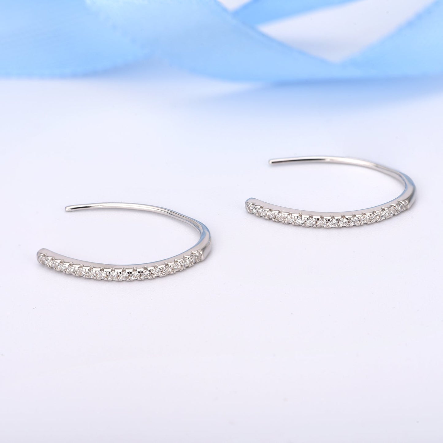 Solid Sterling Silver & Genuine Crystal Pull-through threader Earring