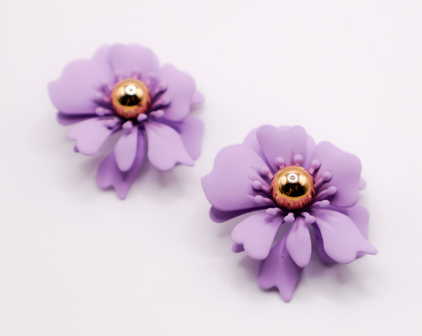 Purple Petal Glisten Earrings – Luxury Purple Floral Statement Earring
