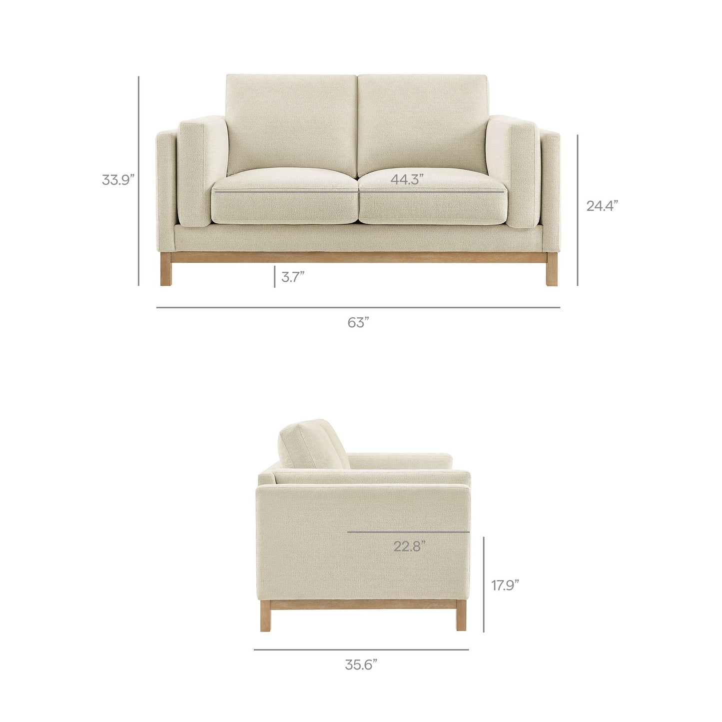 Roscoe 63 Inch Fabric Loveseat by Modway