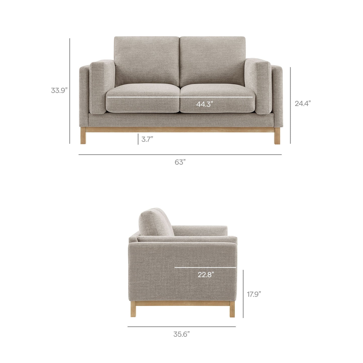 Roscoe 63 Inch Fabric Loveseat by Modway