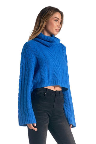 Crop Cable Knit Turtelneck