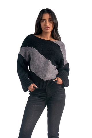 Color Block Diagonal Sweater