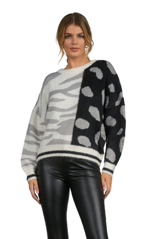 Crew Neck Sweater With Spots