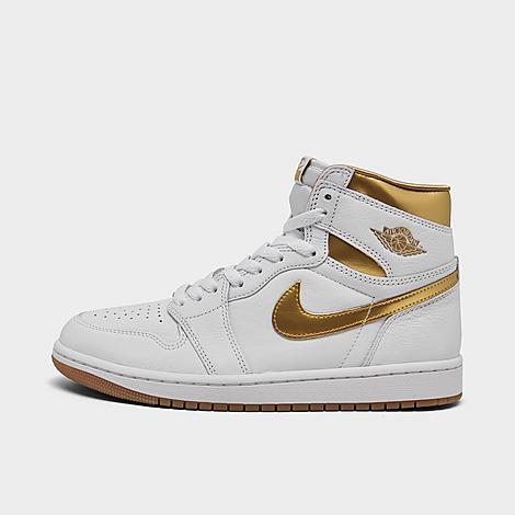 NIKE Air Jordan 1 Retro Hi OG Womens Trainers Sneakers Fashion Shoes White Gold 4 UK