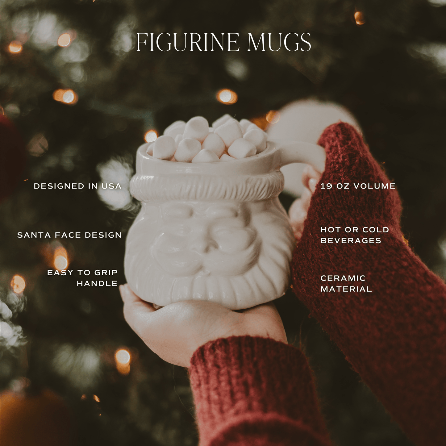 Red Hat Santa 19oz. Figural Coffee Mug