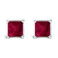 14K White Gold 5x5MM Princess Cut Purple Amethyst Solitaire Stud Earrings