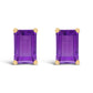 14K White Gold 6x4MM Emerald Shaped Amethyst Solitaire Stud Earrings
