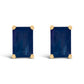 14K White Gold 6x4MM Emerald Shaped Amethyst Solitaire Stud Earrings