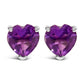 14K White Gold 5MM Heart Cut Purple Amethyst Solitaire Stud Earrings