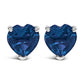 14K White Gold 5MM Heart Cut Purple Amethyst Solitaire Stud Earrings