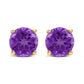14K White Gold 5X5MM Round Purple Amethyst Solitaire Stud Earrings
