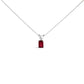 14K White Gold 6x4MM Emerald Cut Purple Amethyst Solitaire Pendant Necklace