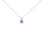 14K White Gold 5x5 MM Square Shaped Purple Amethyst Solitaire Pendant Necklace