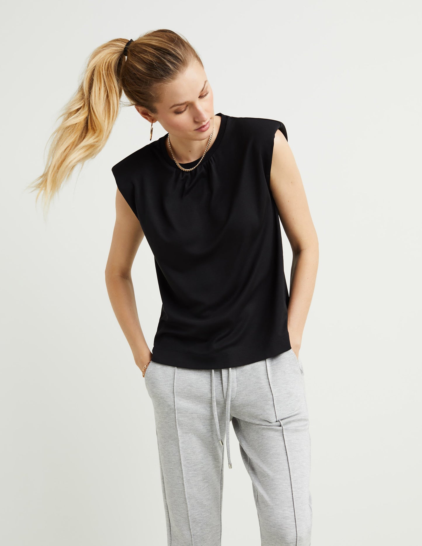 Padded-Shoulder T-Shirt