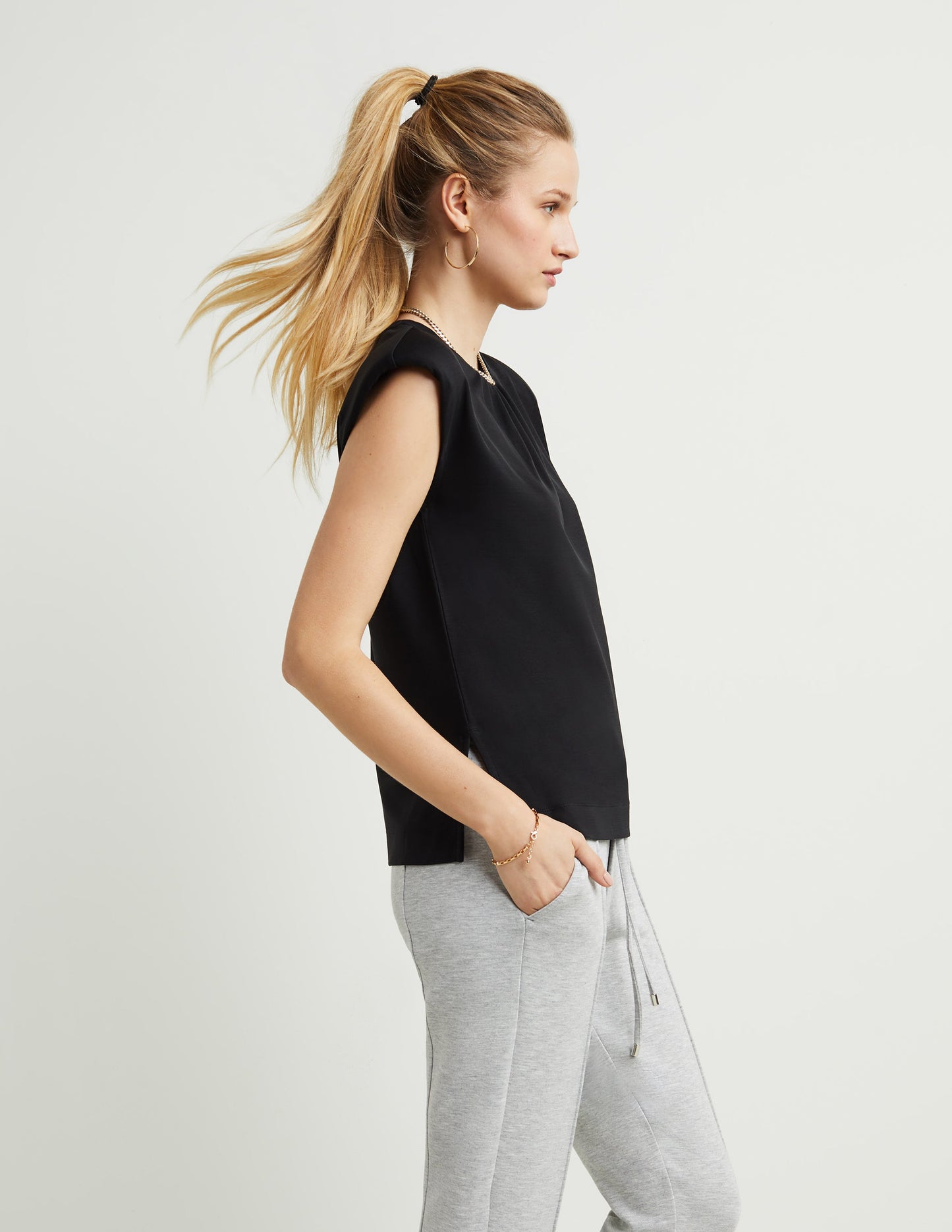 Padded-Shoulder T-Shirt