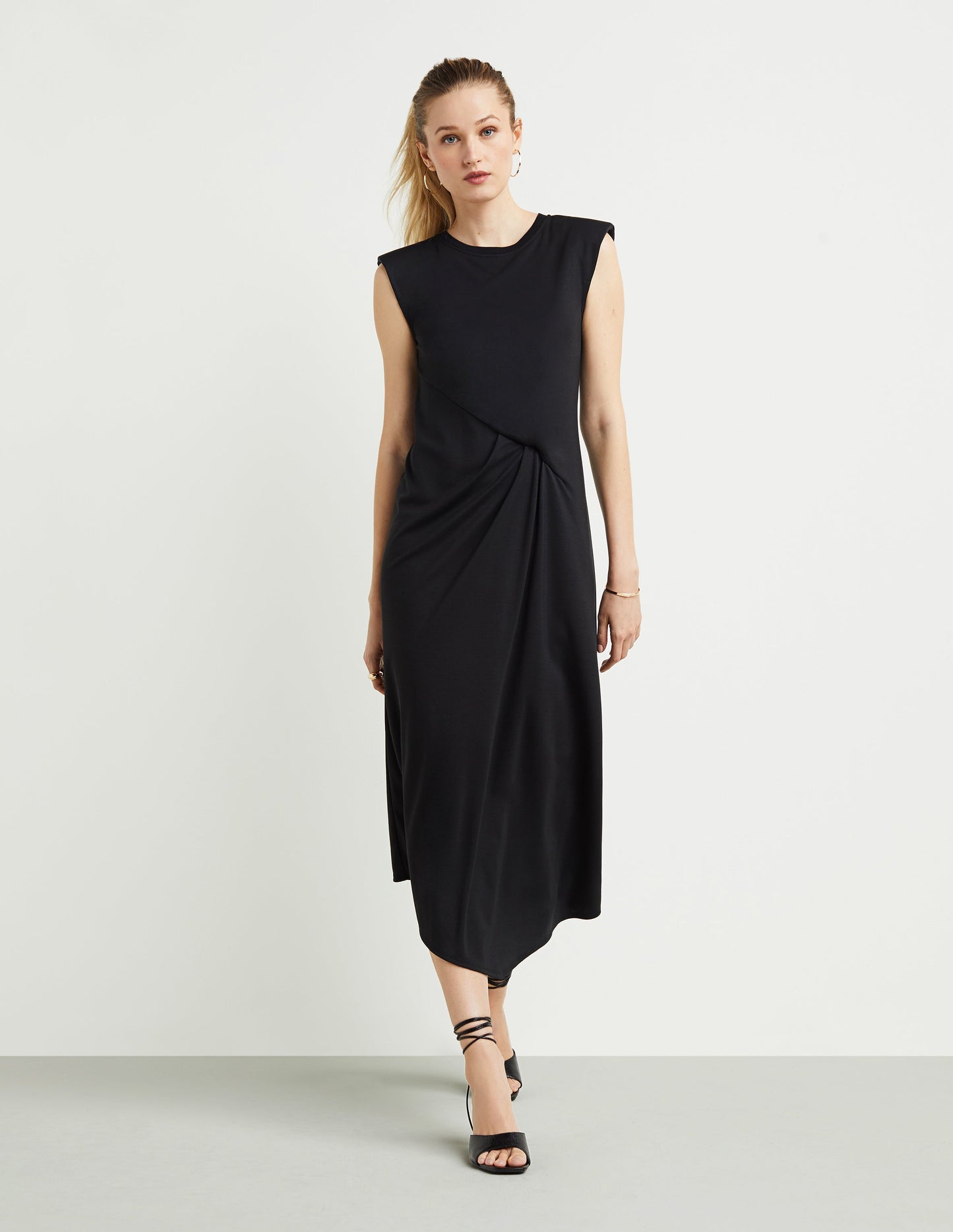 Asymmetric-Drape Maxi Dress
