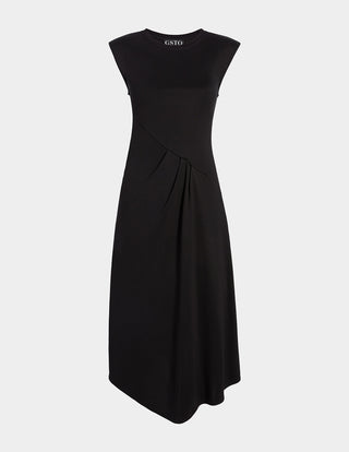 Asymmetric-Drape Maxi Dress