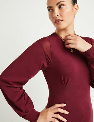 Blouson-Sleeve Bodysuit Merlot [DO NOT USE]