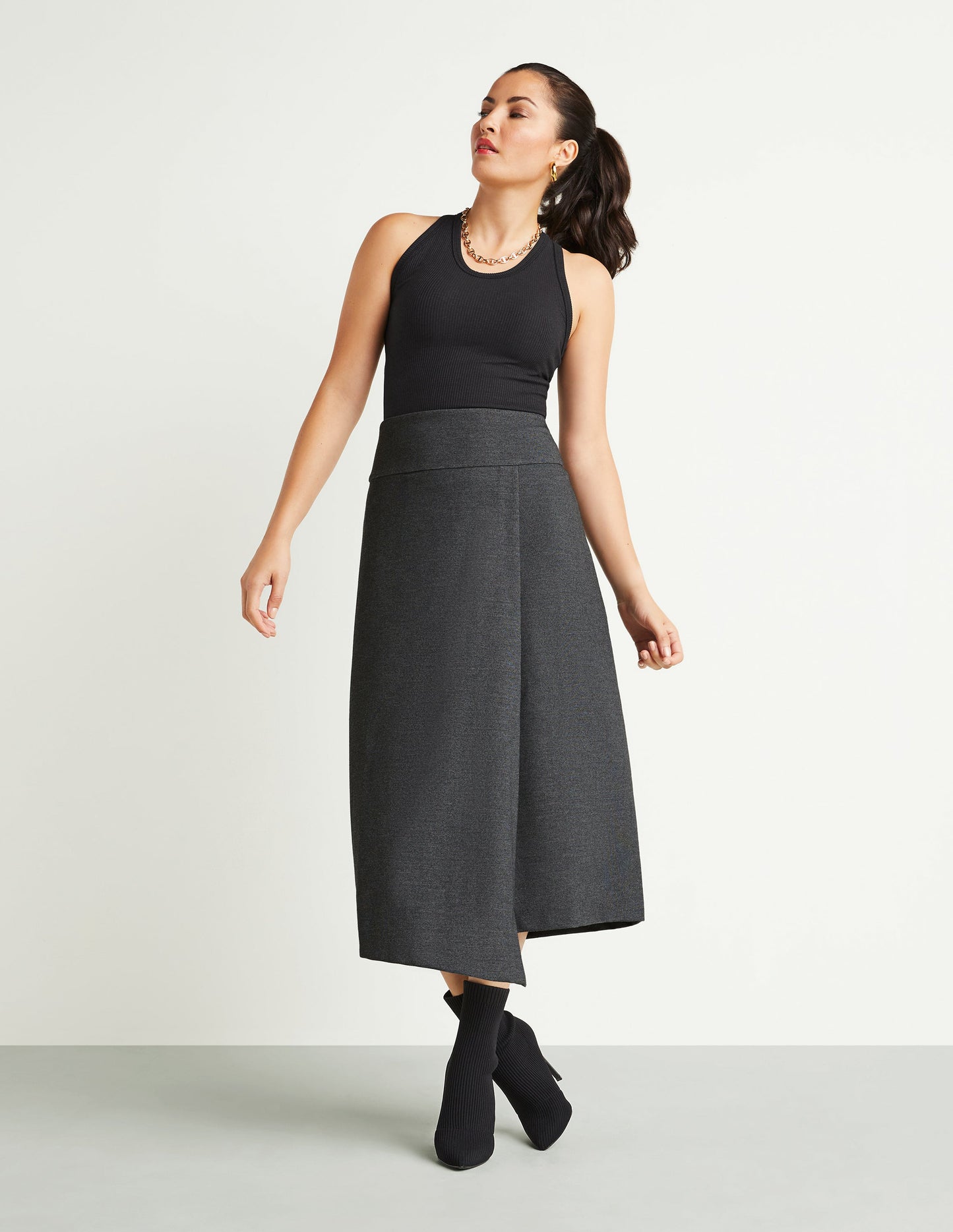 Banded-Waist Wrap Skirt