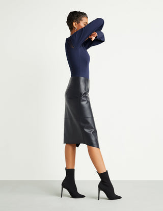 Leather Wrap Skirt Midnight [DO NOT USE]
