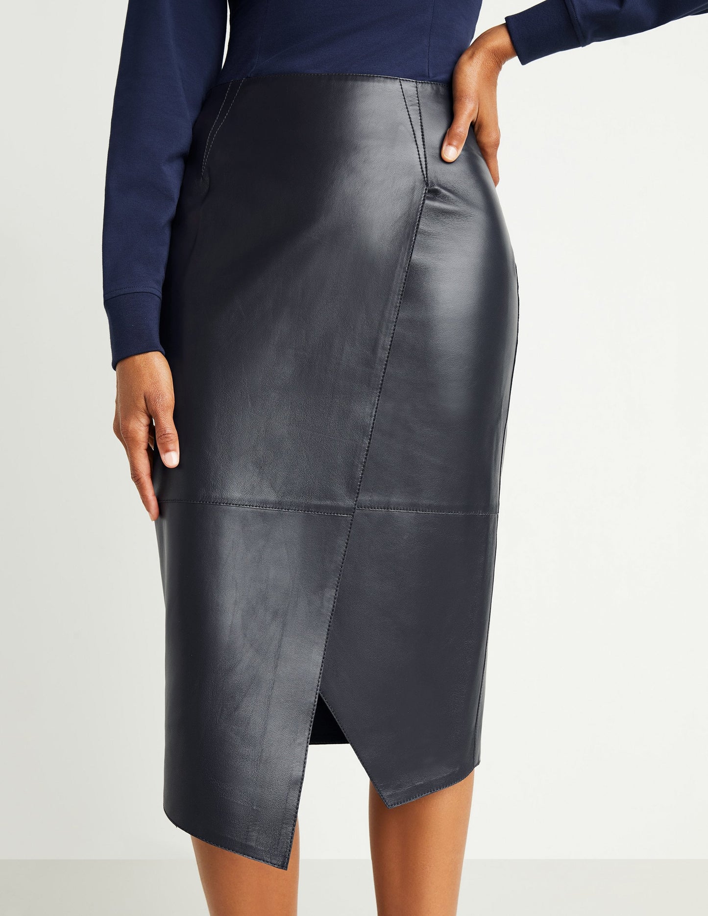 Leather Wrap Skirt Midnight [DO NOT USE]