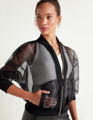 Sheer Bomber Jacket Black