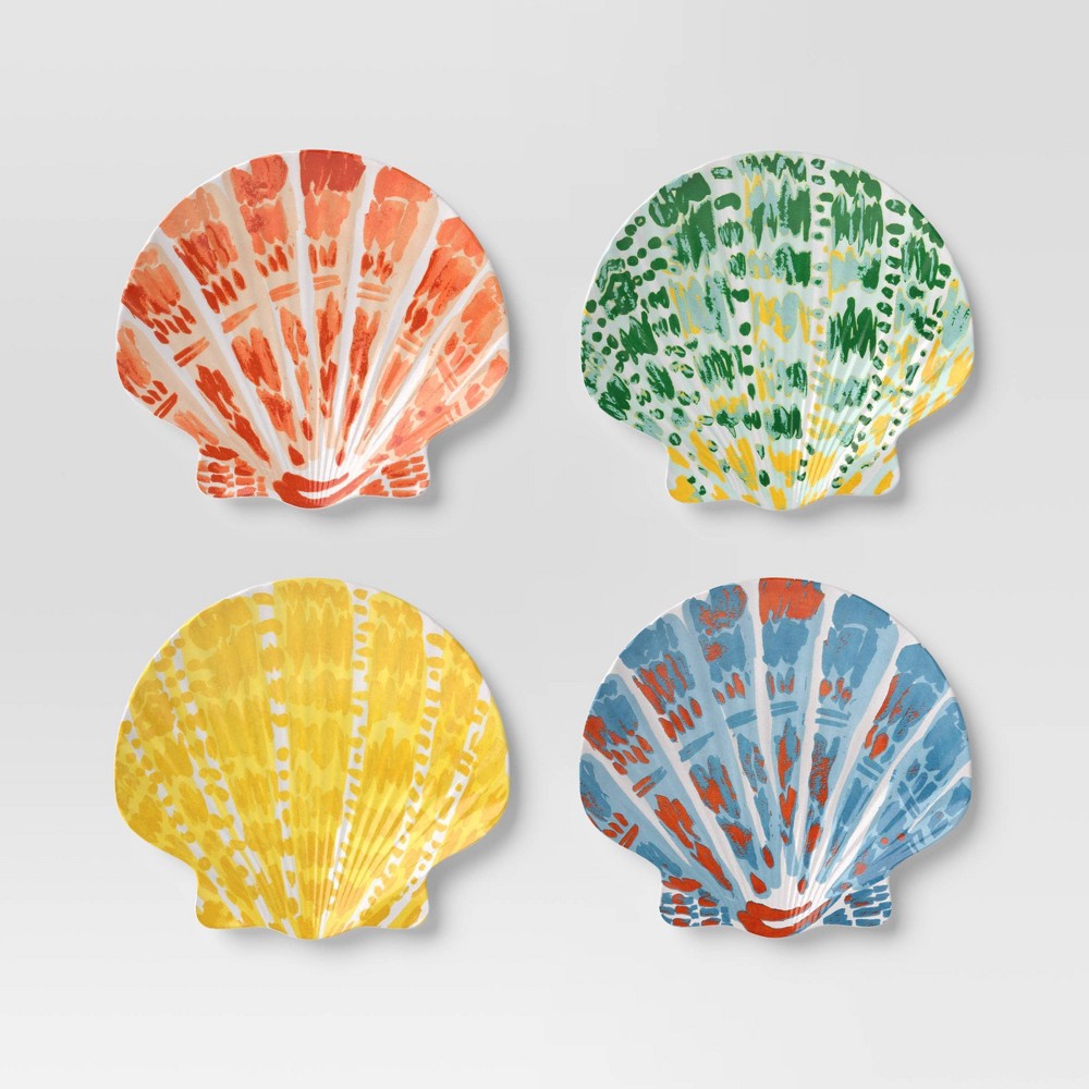 Coastal 4pk 9 Melamine Plastic Shells Appetizer Plates  Threshold™