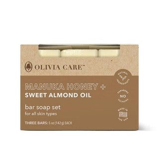 Olivia Care Bar Soap Set - Manuka Honey + Sweet Almond Oil 15oz/3ct - New