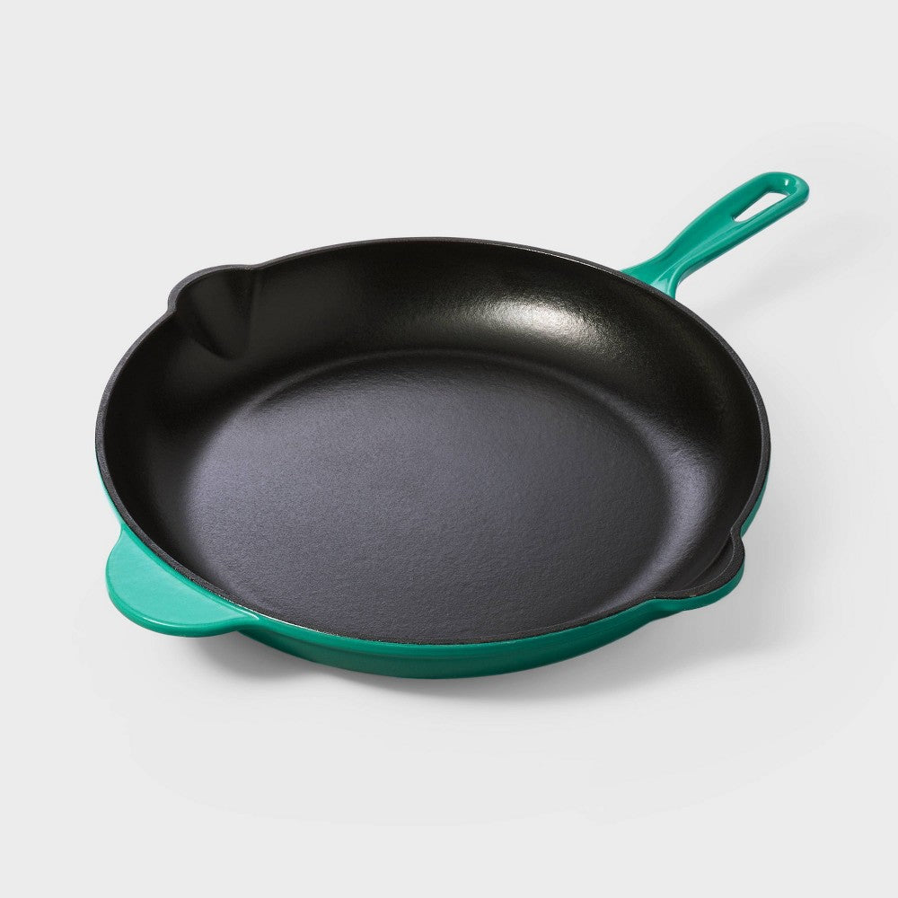 12 Enameled Cast Iron Fry Pan Green  Tabitha Brown for Target Skillet EvenHeating OvenSafe Cookware